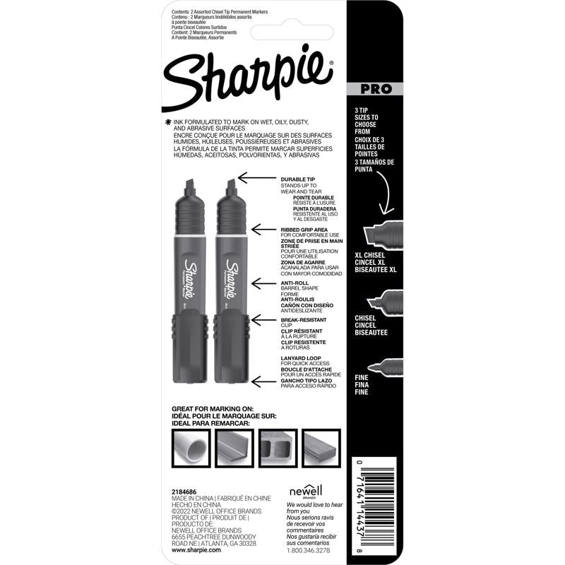 Sharpie PRO Black/Red Chisel Tip Permanent Marker 2 pk, Pack of 4