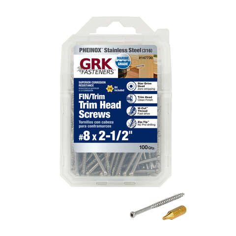 GRK Fasteners No. 8 X 2-1/2 in. L Star Trim Head W-Cut Construction Screws