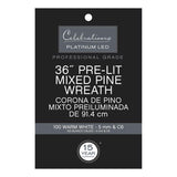 Celebrations Platinum 36 in. D LED Prelit Warm White Mixed Pine Christmas Wreath, Pack of 2