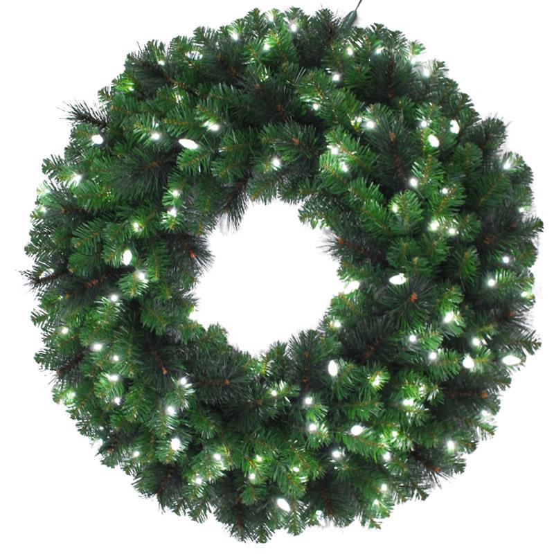 Celebrations Platinum 36 in. D LED Prelit Pure White Mixed Pine Christmas Wreath, Pack of 2