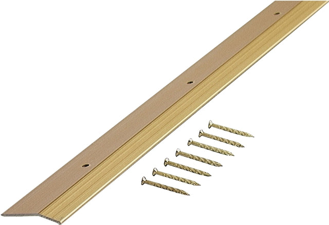 M-D 72074 Carpet Trim, 36 in L, 1.38 in W, Smooth Surface, Aluminum, Satin Brass