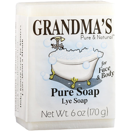 Grandma's 60018 Pure and Natural Bar Soap White, White, 6 oz, Pack of 12