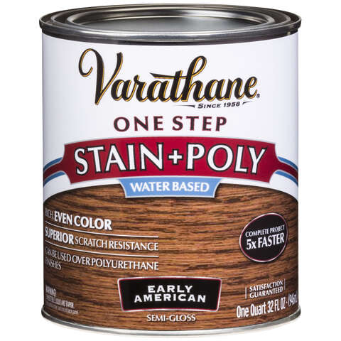 Varathane Semi-Gloss Early American Water-Based Acrylic Modified Urethane One-Step Stain/Poly 1 qt, Pack of 2