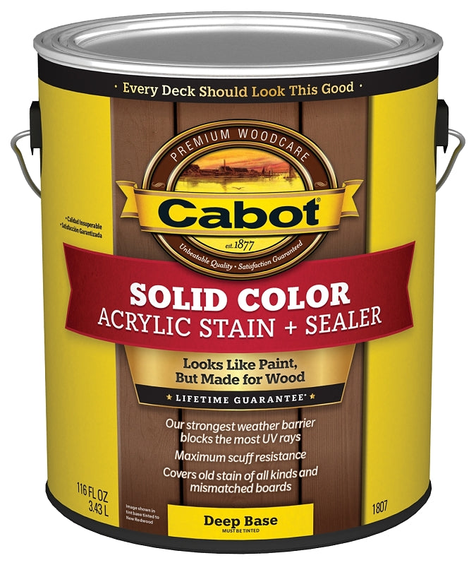 Cabot 140.0001807.007 Solid Stain, Low Luster, Liquid, 1 gal Can, Pack of 4