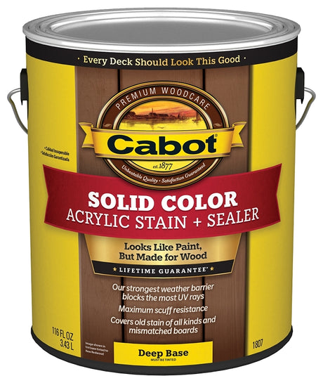Cabot 140.0001807.007 Solid Stain, Low Luster, Liquid, 1 gal Can, Pack of 4