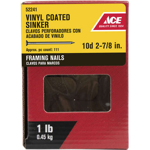 Ace 10D 2-7/8 in. Sinker Vinyl Steel Nail Checkered Head 1 lb