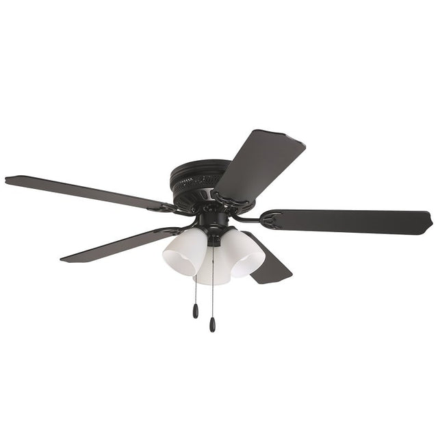 Boston Harbor 0555706-MBK Hugger Fan, 5-Blade, Matte Black Blade, 52 in Sweep, Metal Blade, 3-Speed