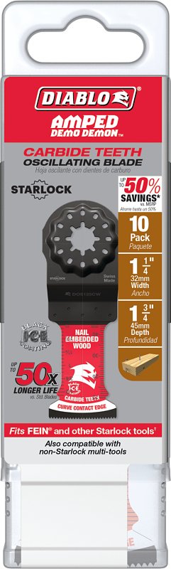 Diablo AMPED, Demo Demon DOS125CW10 Oscillating Blade, 1-3/4 in D Cutting, Carbide