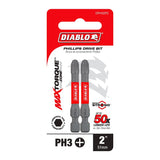 Diablo DPH32P2 Drive Bit, #3 Drive, Phillips Drive, 1/4 in Shank, Hex Shank, 2 in L