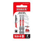 Diablo DSL682P2 Drive Bit, #6 to 8 Drive, Slotted Drive, 1/4 in Shank, Hex Shank, 2 in L