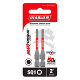 Diablo DSQ12P2 Drive Bit, #1 Drive, Square Drive, 1/4 in Shank, Hex Shank, 2 in L