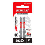 Diablo DSQ22P2 Drive Bit, #2 Drive, Square Drive, 1/4 in Shank, Hex Shank, 2 in L