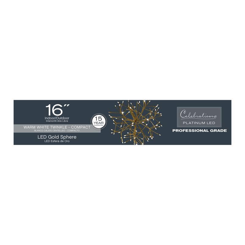 Celebrations Platinum LED Warm White Shimmer Sphere 16 in. Hanging Decor