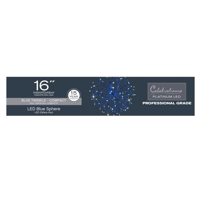 Celebrations Platinum LED Blue Shimmer Sphere 16 in. Hanging Decor