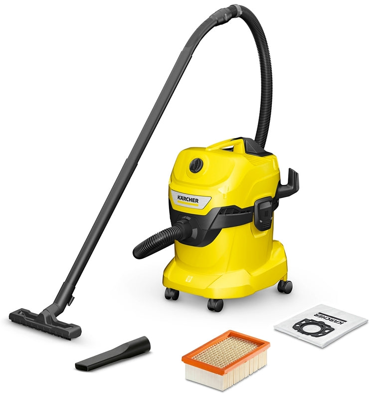 Karcher 1.628-207.0 Wet and Dry Vacuum Cleaner, 5.3 gal Vacuum, Fleece Filter, 1100 W, 120 V