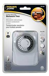 PowerZone TNI2423 Electromechanical Timer, 15 A, 125 V, 1875 W, 2-Outlet, 24 hrs Time Setting, White