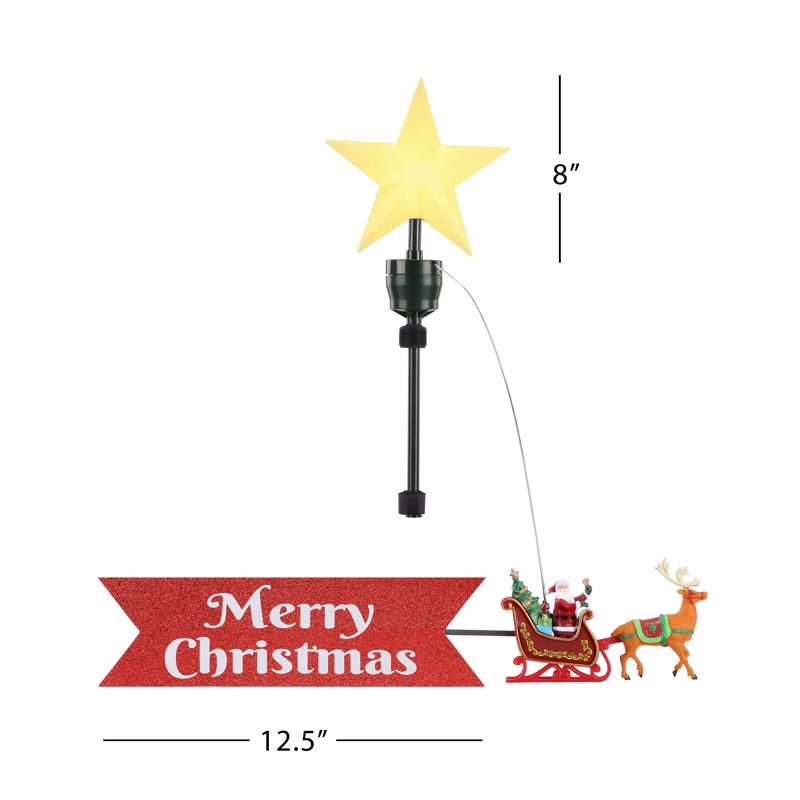 Mr. Christmas LED Santa In Sleigh Animated Tree Topper 24 in.