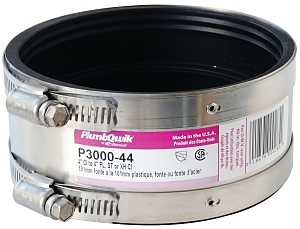 Fernco P3000-44 Transition Coupling, 4 in, PVC, SCH 40 Schedule, 4.3 psi Pressure