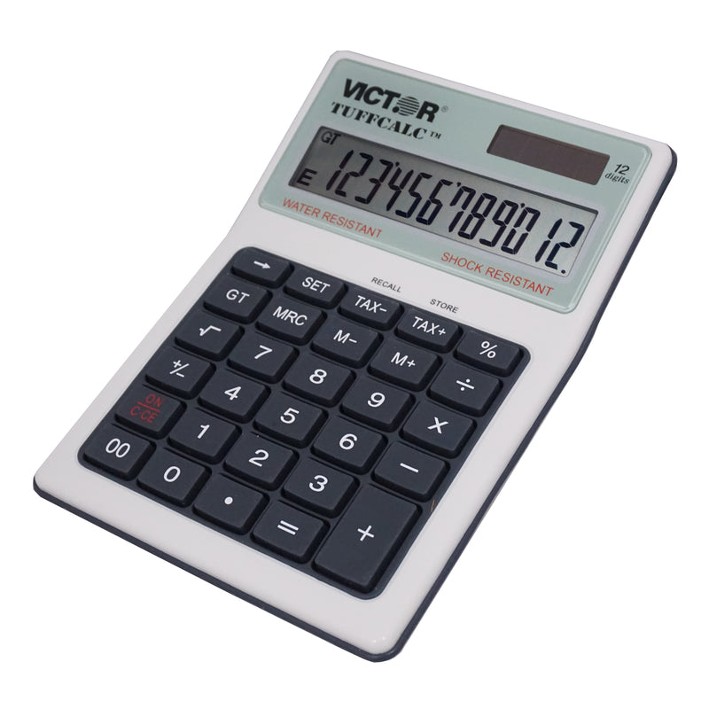 Victor Tuffcalc Silver 12 digit Solar Powered Deluxe Desktop Calculator
