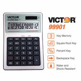 Victor Tuffcalc Silver 12 digit Solar Powered Deluxe Desktop Calculator