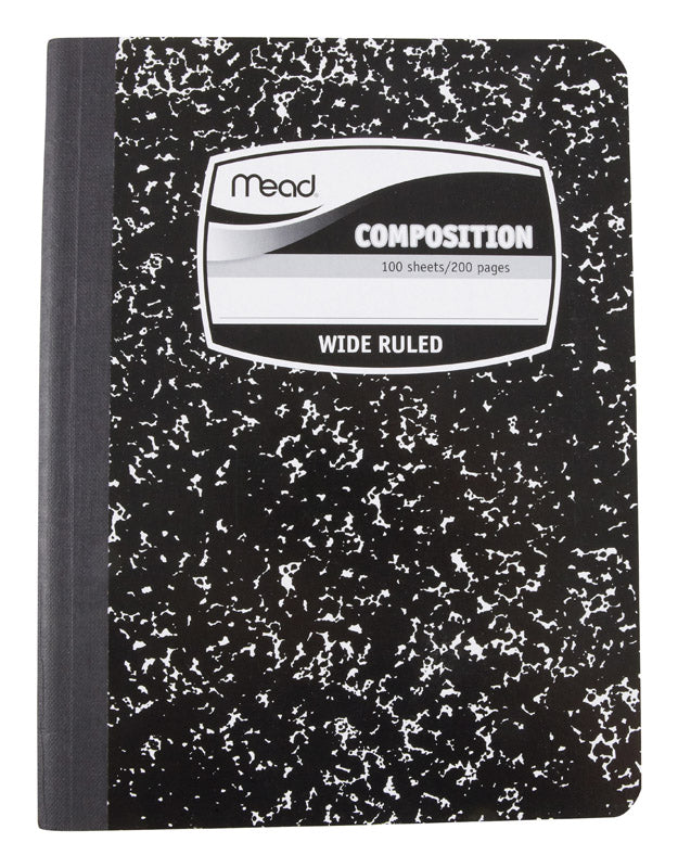 Mead 7-1/2 in. W X 9-3/4 in. L Wide Ruled Stitched Black Composition Book, Pack of 12