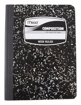 Mead 7-1/2 in. W X 9-3/4 in. L Wide Ruled Stitched Black Composition Book, Pack of 12