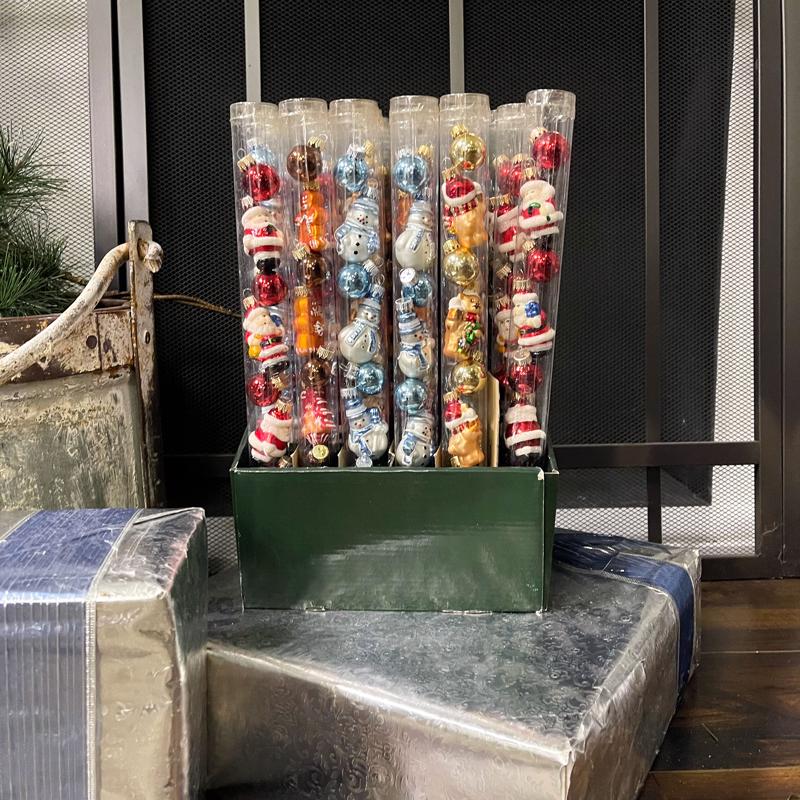 Christmas by Krebs Multicolored Mini Figural/Ball Tube Displayer Ornaments, Pack of 18