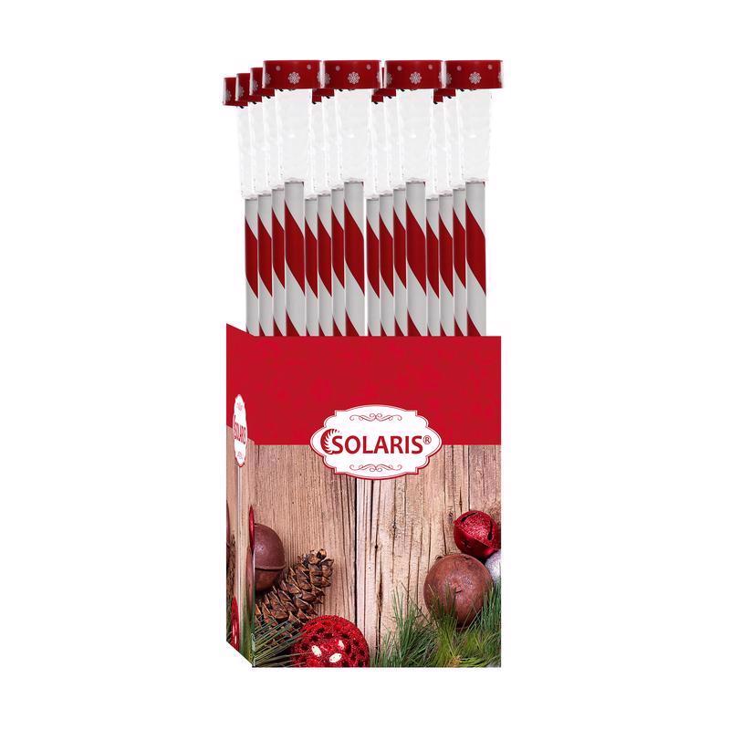Alpine LED White Solar Candy Cane Striped Stake 23 in. Pathway Decor, Pack of 24