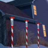 Alpine LED White Solar Candy Cane Striped Stake 23 in. Pathway Decor, Pack of 24