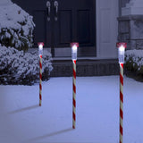Alpine LED White Solar Candy Cane Striped Stake 23 in. Pathway Decor, Pack of 24