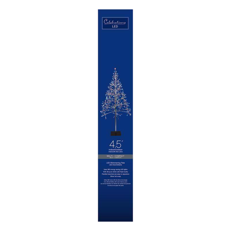 Celebrations Platinum LED Multi Shimmering Tree 4.5 ft. Pathway Decor