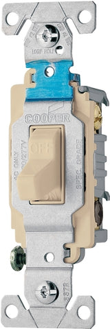 Eaton Wiring Devices CS315V Toggle Switch, Ivory, 15 A, 120/277 V, 3-Position, Screw Terminal