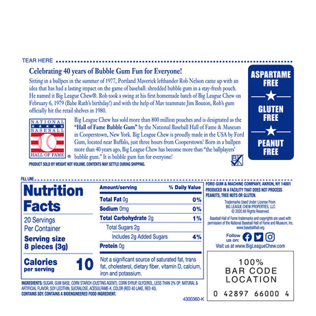 Big League Chew Original Candy 2.12 oz, Pack of 12