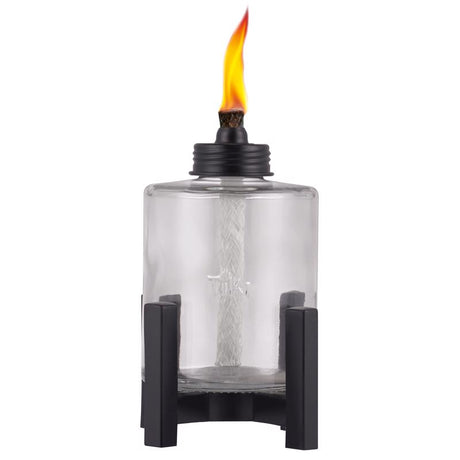 TIKI Black/Clear Glass/Metal 6.5 in. Elevated Tabletop Torch 1 pc, Pack of 6
