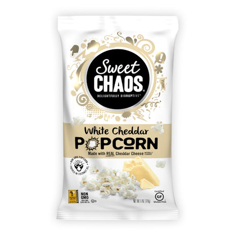 Sweet Chaos White Cheddar Popcorn 6 oz Bagged, Pack of 12
