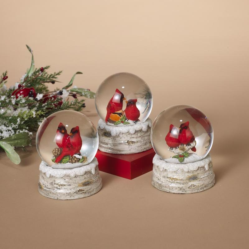 Gerson Multicolored Cardinal Snow Snowglobe 4.25 in., Pack of 3