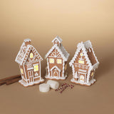 Gerson LED Brown/White Lighted Gingerbread Table Decor 7 in., Pack of 3