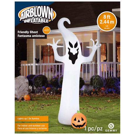 Gemmy Airblown 9 ft. LED Prelit Ghost with Jack-o-Lantern Inflatable