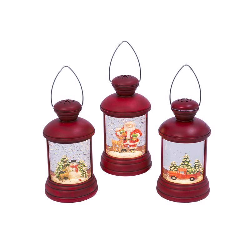 Gerson Red Spinning Lantern Snowglobe 7.4 in., Pack of 6