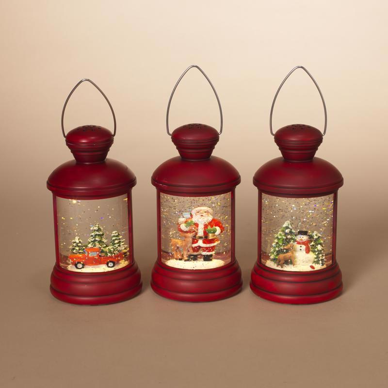 Gerson Red Spinning Lantern Snowglobe 7.4 in., Pack of 6