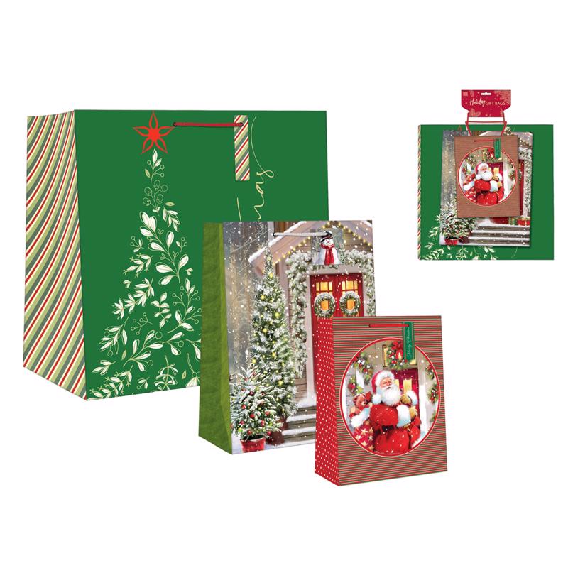 Paper Images Multi-Color Christmas Gift Bag, Pack of 24
