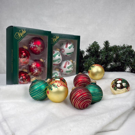 Christmas by Krebs Gold/Green/Red/White Ball Ornaments, Pack of 12