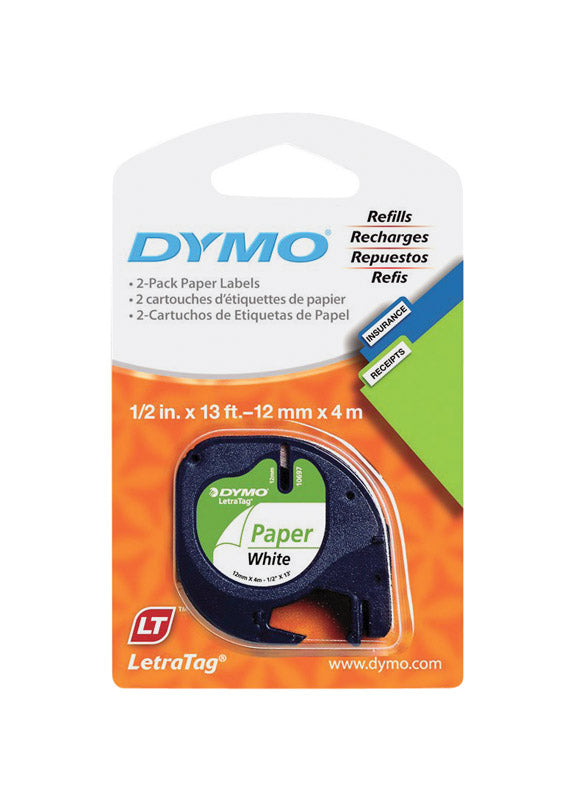 Dymo LetraTag 1/2 in. W X 156 in. L White Paper Label Maker Tape