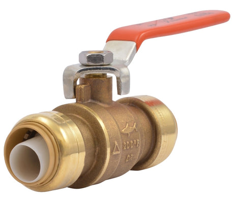 SharkBite 22185-0000LFA Ball Valve, 3/4 x 3/4 in Connection, Slip, 200 psi Pressure, Manual Actuator, DZR Brass Body