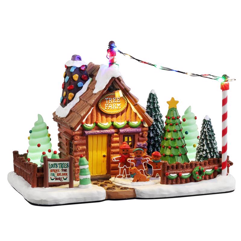 Lemax LED Multicolored Lou's Tree Farm Christmas Village 6 in., Pack of 8