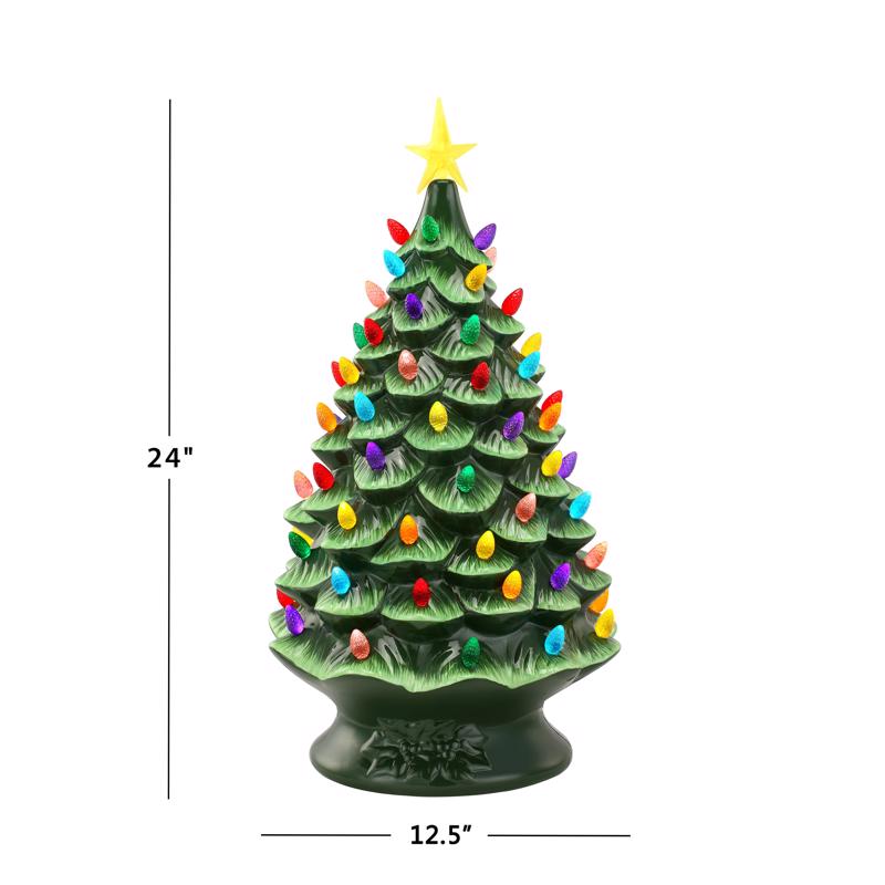 Mr. Christmas LED Green Nostalgic Ceramic Christmas Tree 24 in.