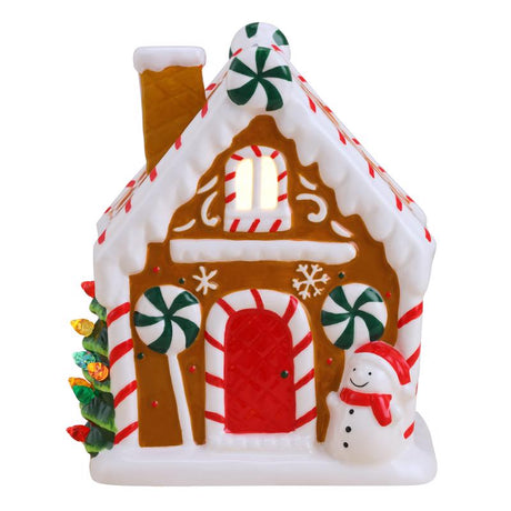 Mr. Christmas LED Brown Ceramic Gingerbread House Christmas Village 7 in., Pack of 4