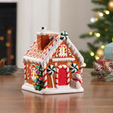 Mr. Christmas LED Brown Ceramic Gingerbread House Christmas Village 7 in., Pack of 4