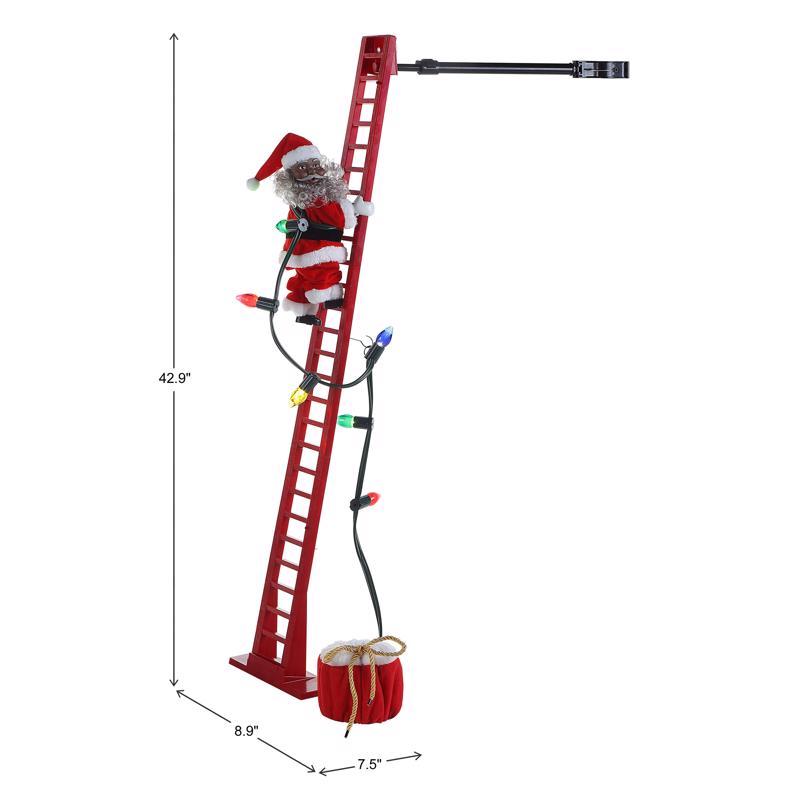 Mr. Christmas LED Super Climbing African American Santa Animated Decor 43 in.