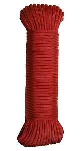 Lehigh NPC5503250R Paracord, 5/32 in Dia, 50 ft L, 110 lb Working Load, Nylon, Red